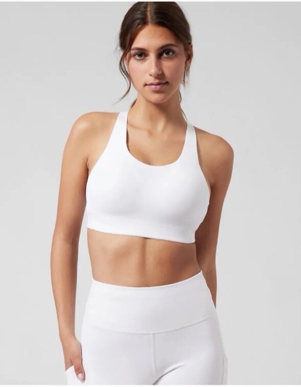 NWT Athleta 32G White Advance B-G Sports Bra Run Train High Impact Wire Free