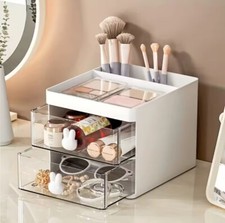 NEW Cute Transparent Desktop Storage Two Drawer Pen Case Organizer Storage
