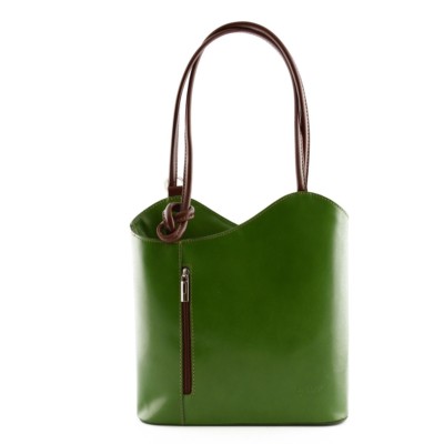 Green and Brown Genuine Leather Shoulder Bag - Evan 