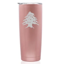 Rose Gold Double Wall Stainless Steel Travel Mug Cedar Tree Lebanon Lebanese