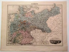 Carta geografica antica GERMANIA BERLINO Atlas Migeon 1864 Old Antique map