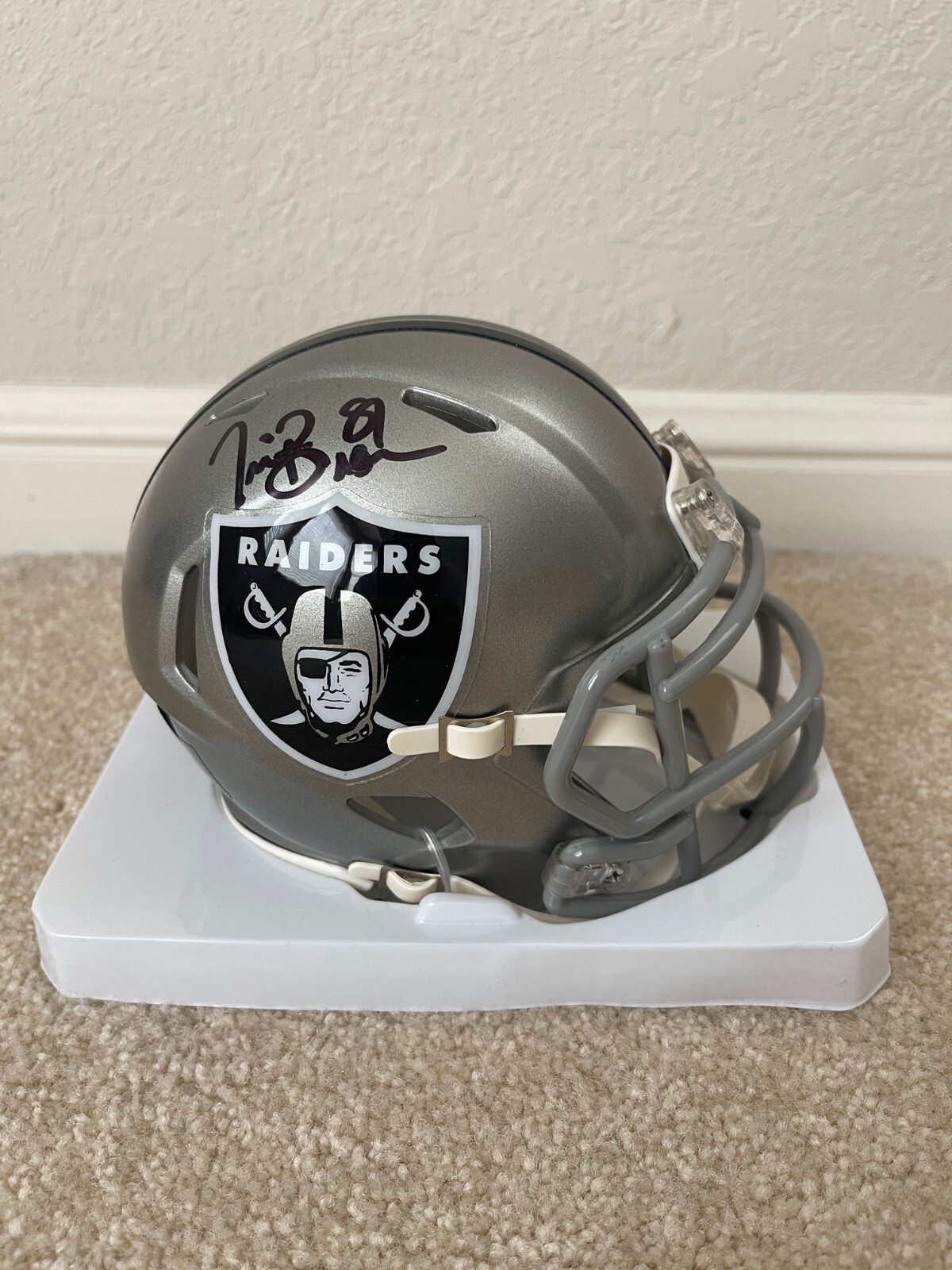 Tim Brown Autographed Signed Los Angeles Raiders Flash Mini Helmet Witness Beckett COA 