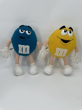Vintage 1997 Mars Candy M&M Wire Posable Yellow & Blue Stuffed Plush 14” Lot 2