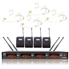 Church Wireless Microphone System UHF 4 Channel Lapel Bodypack mic for School