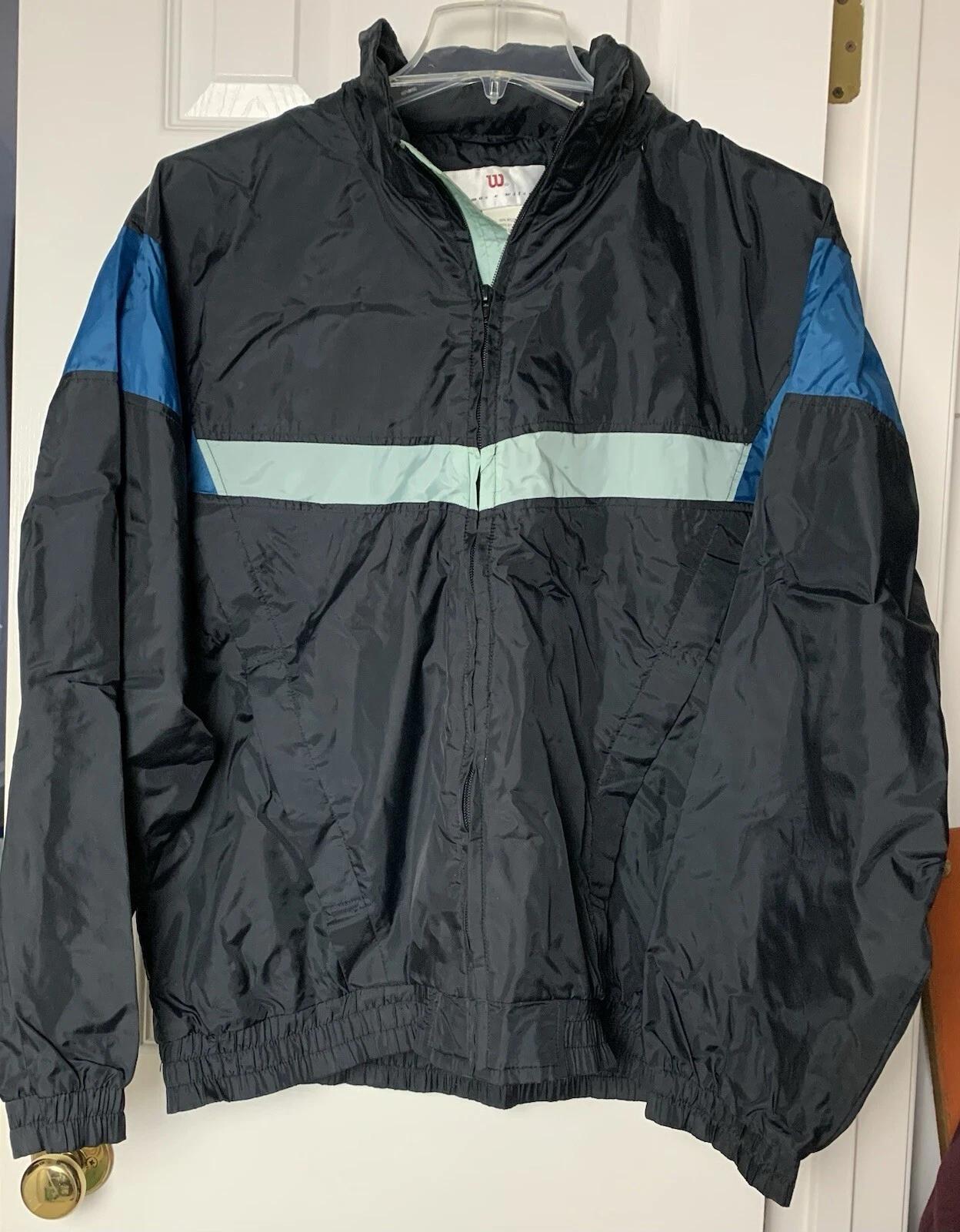 Vintage W Thomas E Wilson Men XXL 2XL Packable Hood Full Zip Windbreaker Jacket