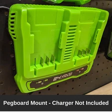 Tool Storage - Greenworks 24v Pegboard Mount for Dual Battery Charger