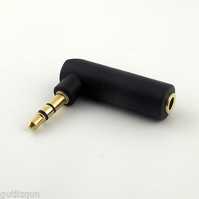 1x Gold Plated L Shape Right Angle Male To Female Stereo