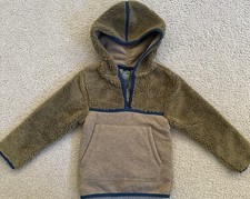 Champion Fuzzy Fleece Pullover Hoodie Boys Size XS 4-5 PS 1/2 Zip Brown navy