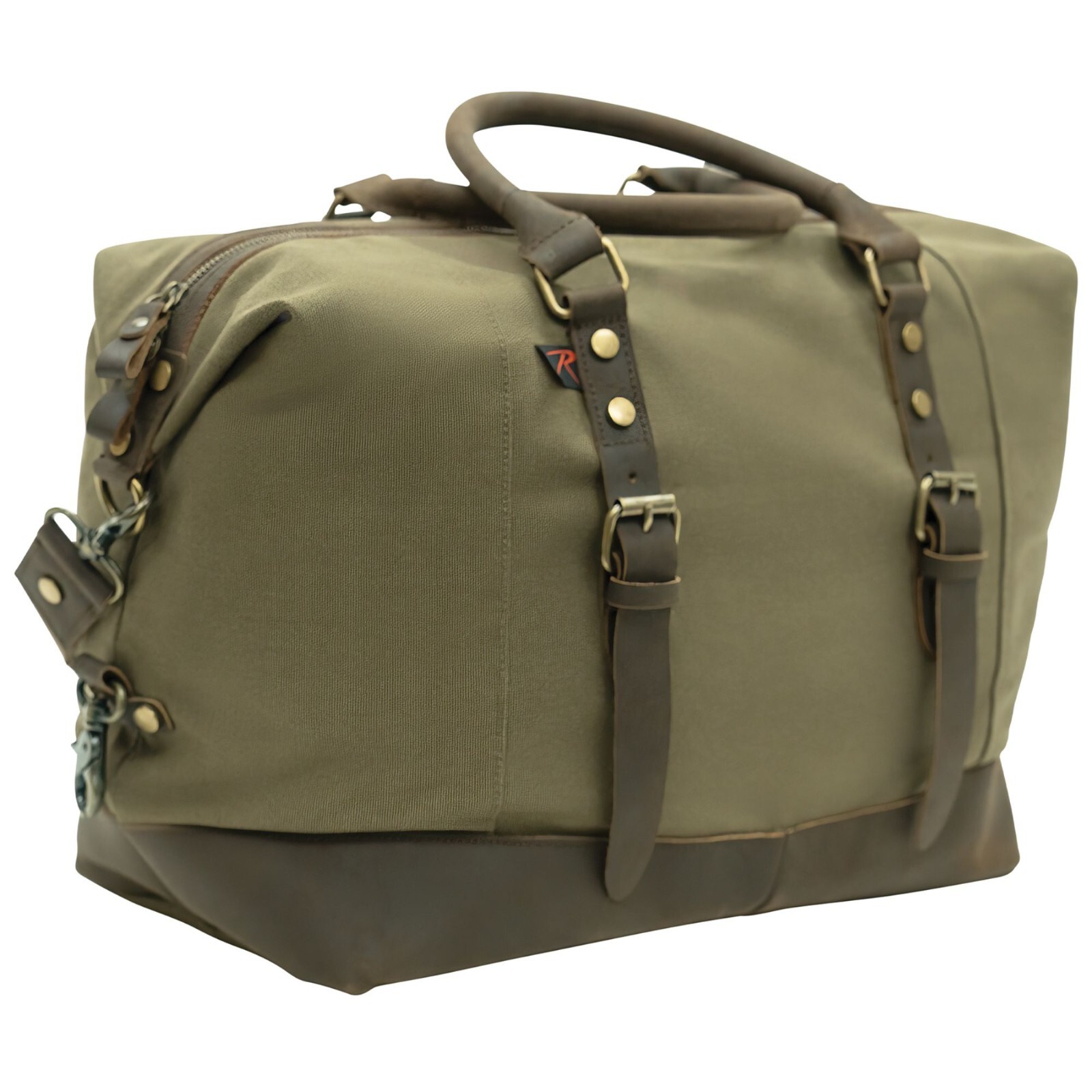Olive Drab Vintage Carry Travel Bag Weekender Carry-On Duffl