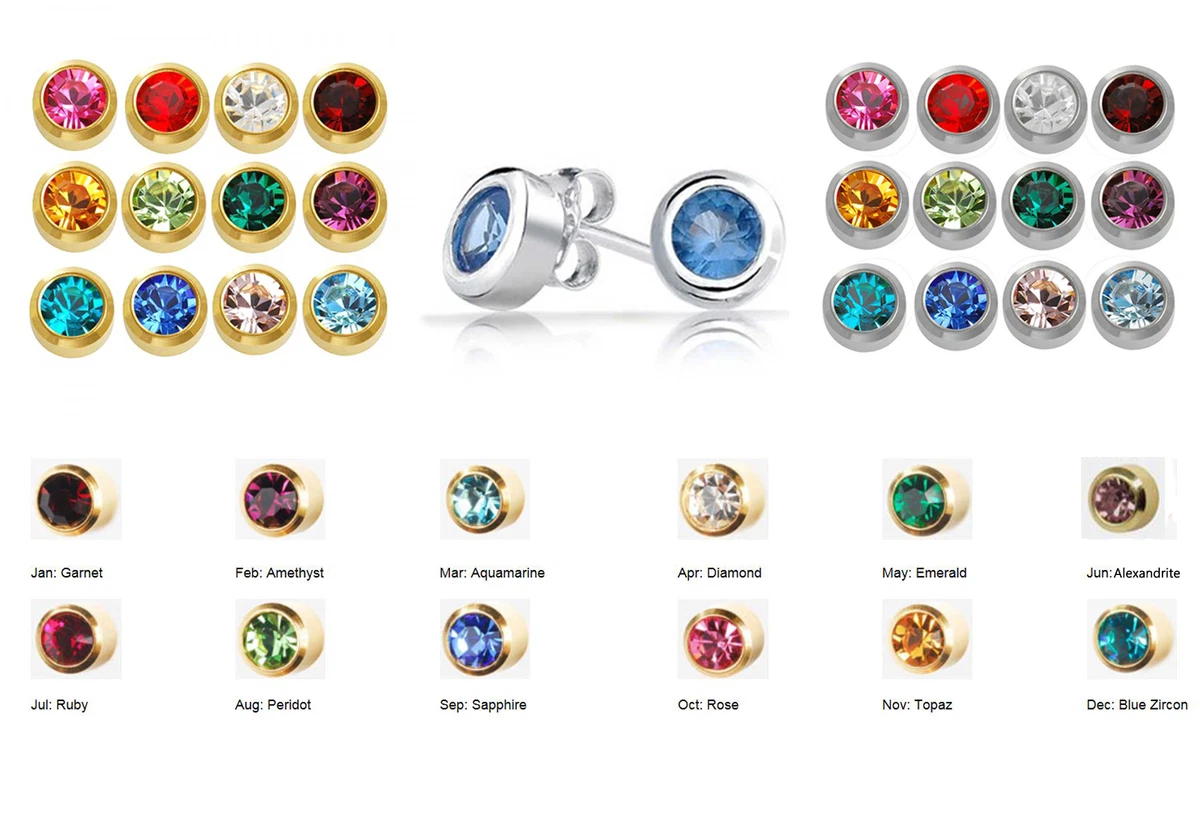 Birthstone piercing earrings sale