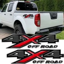 For Nissan Frontier 2Pcs Carbon Fiber Style 4X4 Off Road Bed Decal Vinyl Sticker