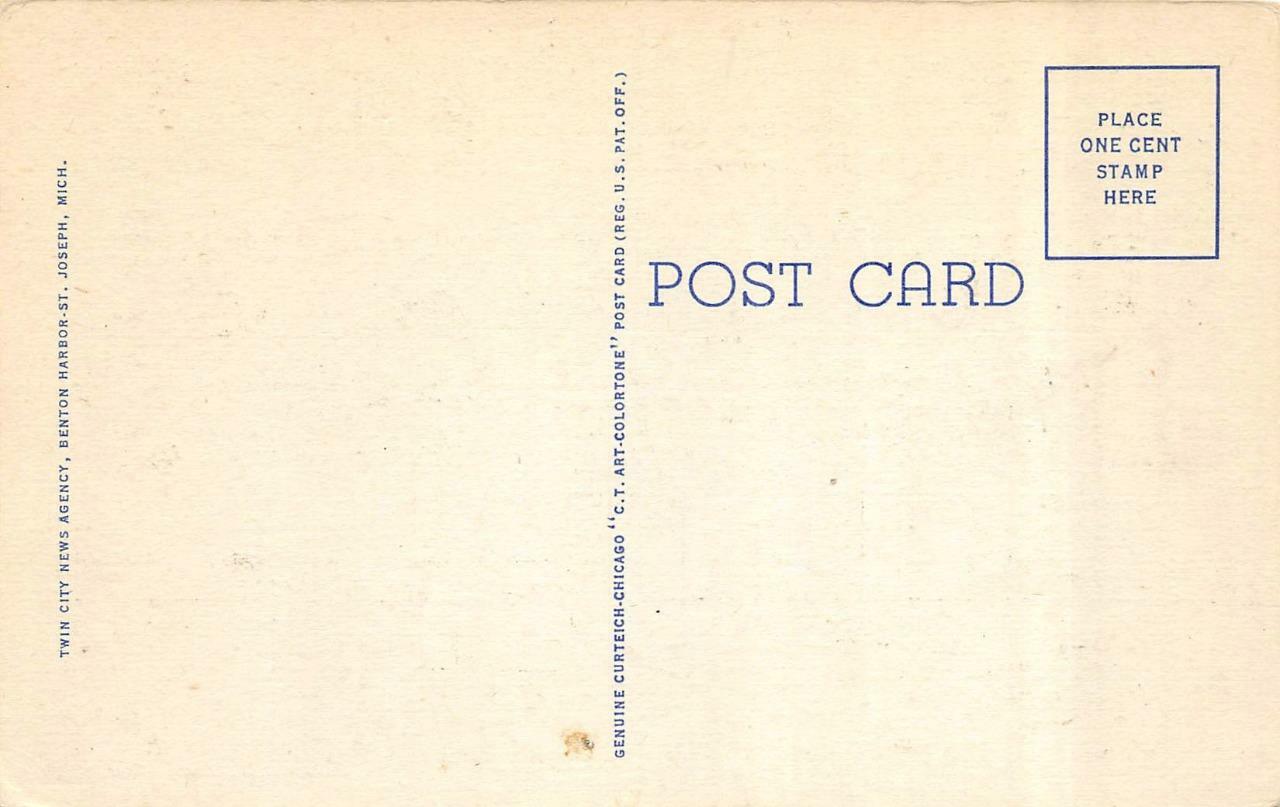 BENTON HARBOR, MI Michigan POST OFFICE Berrien County c1940's Linen