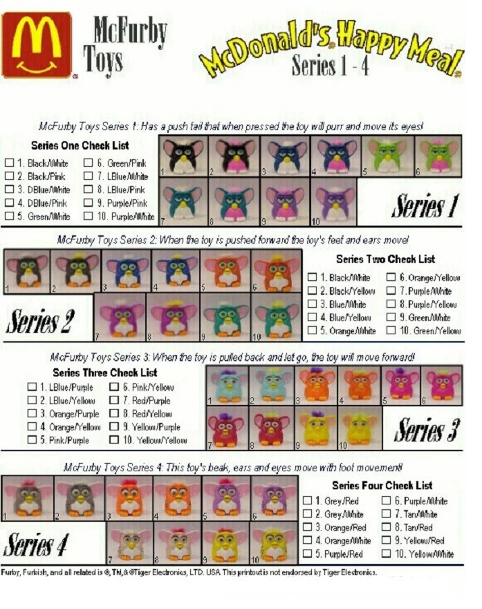 VTG McFurby Figurines McDonald’s Happy Meal Toys 1998 - Series 1 - Set 10 Furby - Image 2 of 4