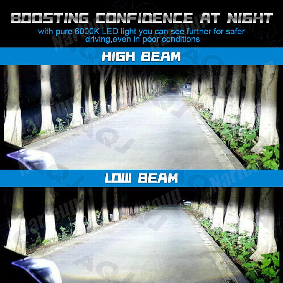 For Mitsubishi Montero 1992-1997 2X 9004 LED Headlight High/Low Beam Bulbs 6000K Foto 2 de 4