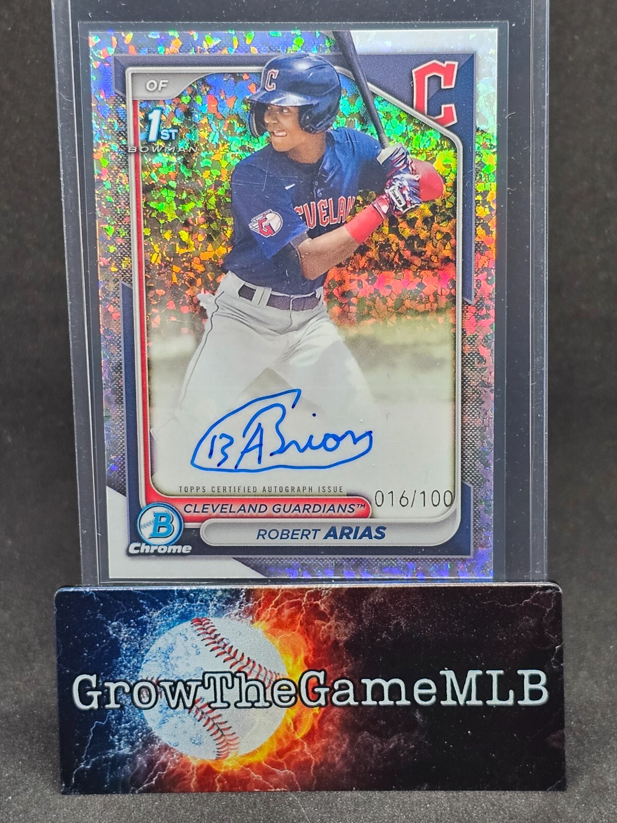 2024 Bowman Chrome Robert Arias 1st Bowman Auto Mini-Diamond /100 #CPA-RA