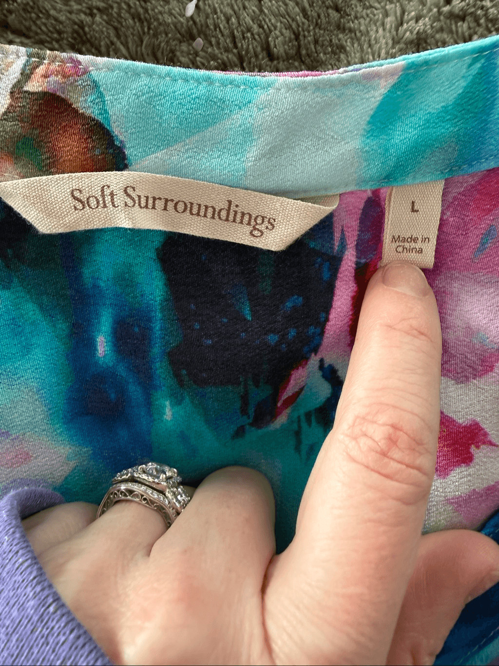 Soft Surroundings Blue Patterned Button Down Blou… - image 8