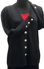St. John Collection Evening Sweater Black Size 8 By Marie Gray USA Rhinestone