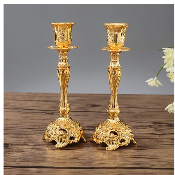 Kerzenstaender 2Er Set Gold Metall Kerzenhalter Schabbat Tischdeko Hochzeit Deko-image