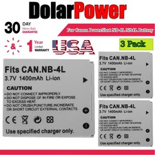 3PCS Battery NB-4L NB4L for Canon PowerShot TX1 ELPH SD450 SD780 SD1400 SD400 US