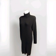 EXPRESS DRESS HIGH NECK TURTLENECK SEXY LONG STRETCH BLACK KNIT WOMEN'S SIZE L