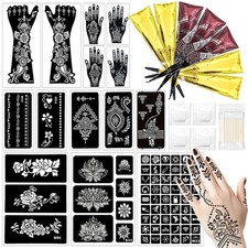 Temporary Body Art Tattoo Kit with 14 Stencils, DIY Skin Art Set
