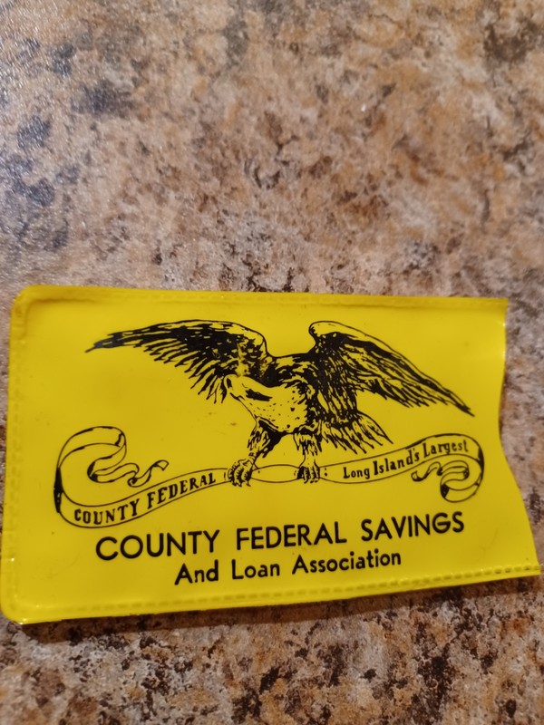 VINTAGE LONG ISLAND COUNTY FEDERAL SAVINGS & LOAN ACCT #HOLDER PLASTIC SLIP CASE