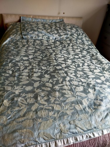 SANDERSON OPTIONS DOUBLE DUVET COVER + 1 PILLOWCASE DUCK EGG JACQUARD - Picture 2 of 9