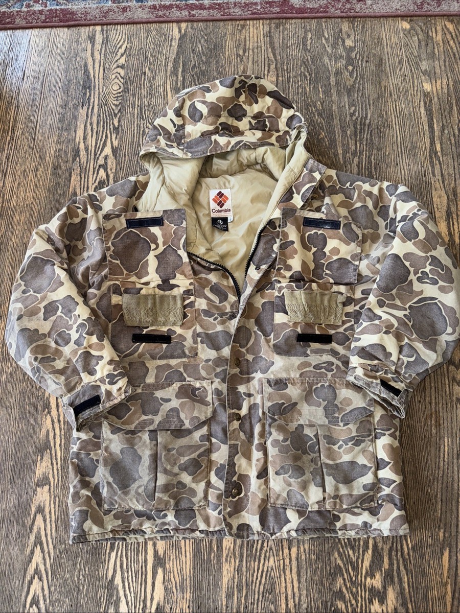 True Vintage Columbia Jacket Duck Camo Gore Tex Rain Coat Hunting
