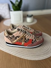 Promod Women’s red pink gold snake print lace up low top trainers size 4