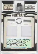 2005 Donruss Prime Patches Double Swatch Signatures 86/113 Aubrey Huff Auto t8i