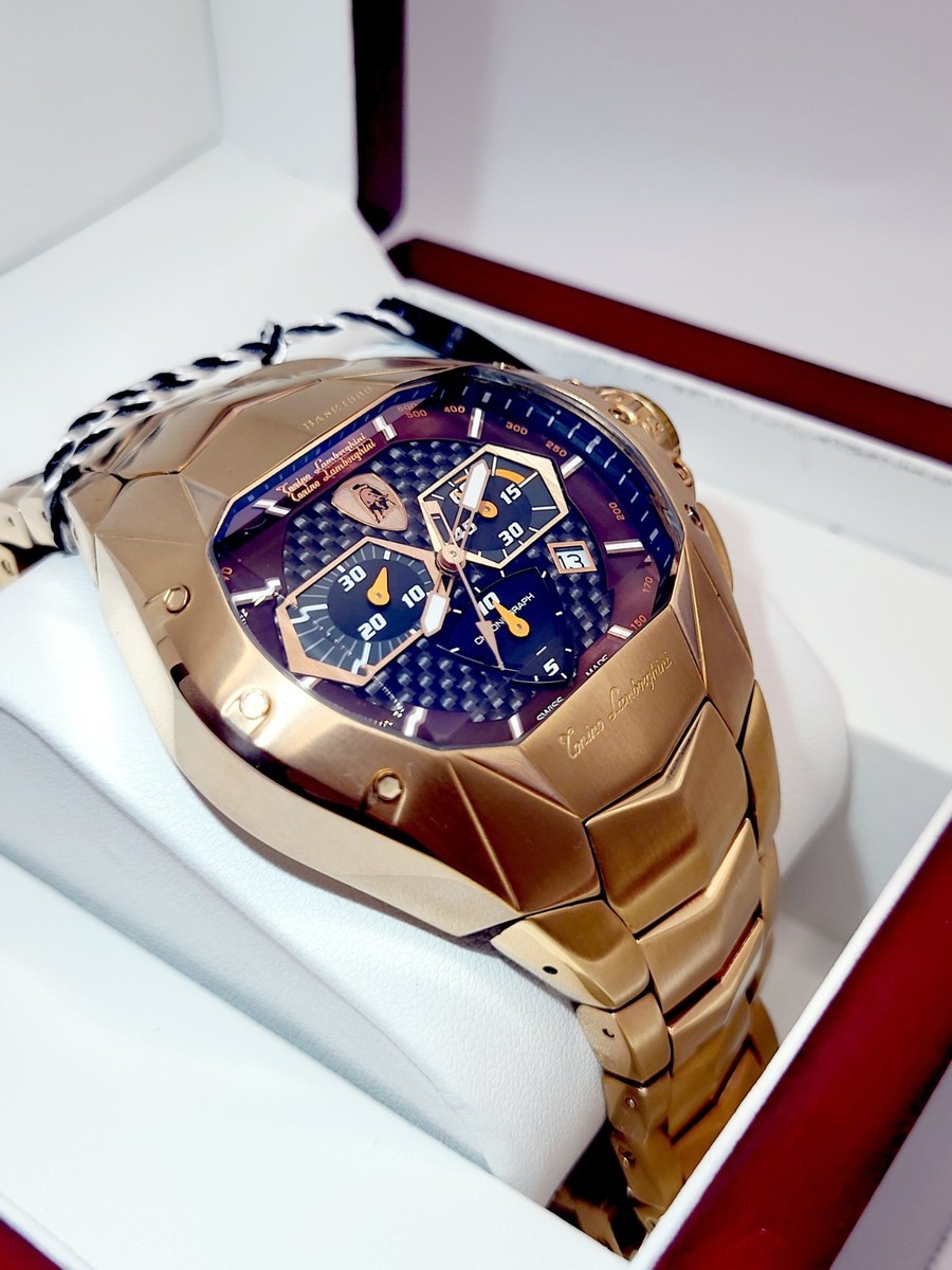 😍 SWISS [NEW] Tonino Lamborghini Rare GT1 Chronograph Gold PVD