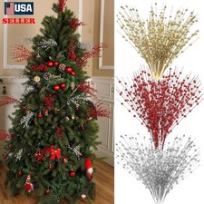 5Pcs Artificial Christmas Glitter Berries Stems Xmas Tree Wreath DIY Decor USA