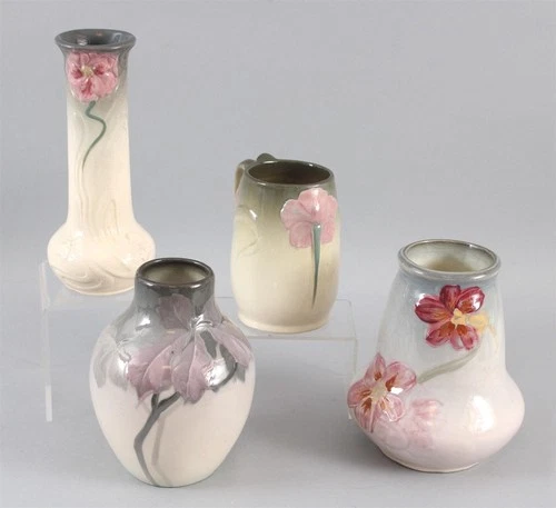 Antique Arts & Crafts WELLER Art Pottery Vases & Mug, Floretta, Etna, Eocean