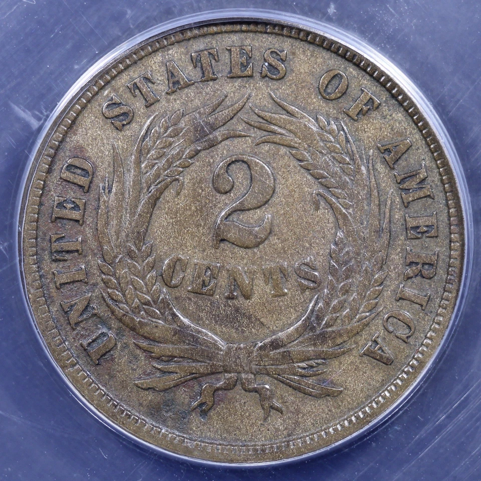 1865 Two Cent Piece (Plain 5) - 2c ANACS VF20 - Image 4 of 4