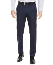 Alfani Mens Slim fit Dress Pants 33 / 30 Navy Blue Solid Stretch