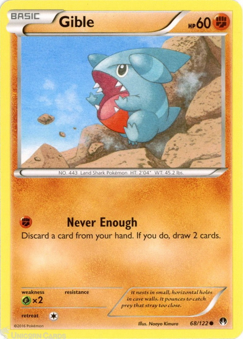 Gible 68/122 : Common Mint/Near Mint Pokemon Card : XY09: BREAKPoint