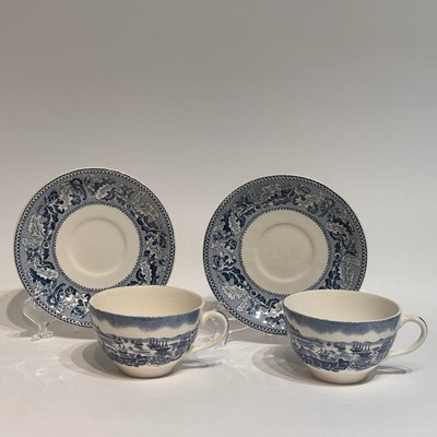 4 Johnson Brothers Historic America During The Gold Rush Tea Cups and Saucers