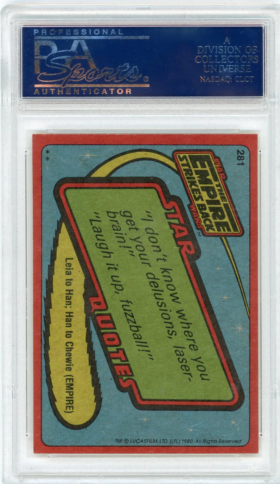 1980 Star Wars Empire Strikes Back Yoda #281 PSA 9 view 2