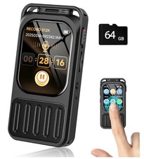64GB Digital Voice Recorder with 2" Touchscreen  Bluetooth, 3072Kbps HD Dual Mi