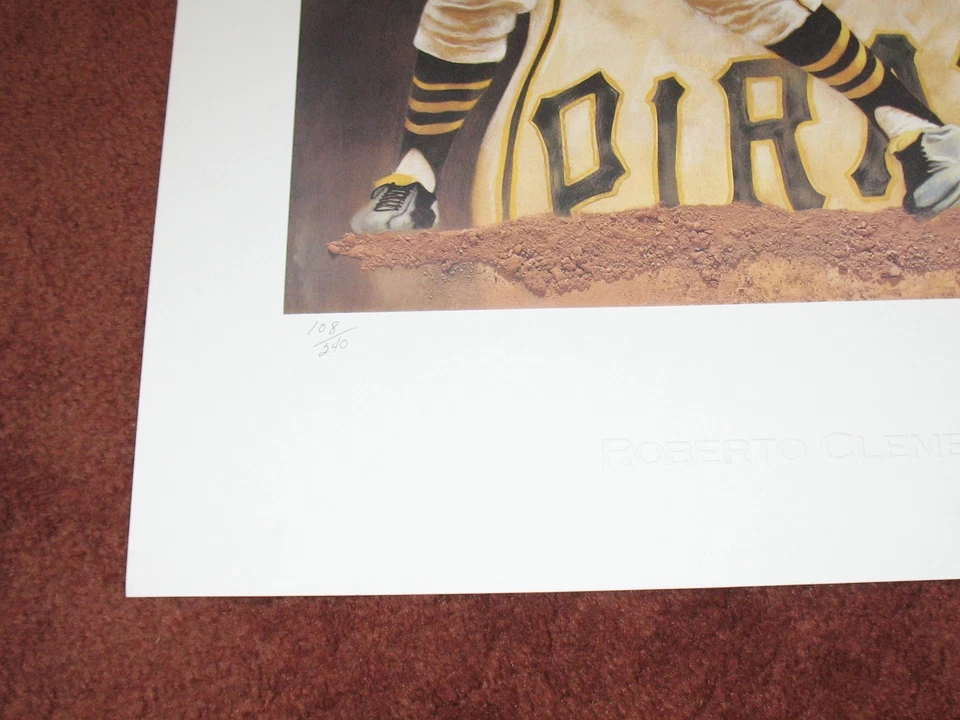 Roberto Clemente artist-signed print ~26 x 19 ~Rob MacDougall ~108/240 ~1993 - Image 3 of 4