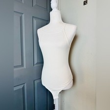 H M Low Scoop Back Ribbed Bodysuit - Cream Medium