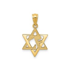 14k Yellow Gold Star of David Pendant Chai Hebrew Necklace Jewish Jewelry