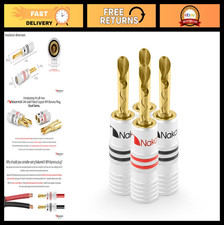 24K Gold Plated Banana Plugs for 12-18 AWG Speakers, Hi-Fi AV Cable Connectors,