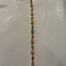 18 k  Yellow Gold Played Bracelet With Colore...