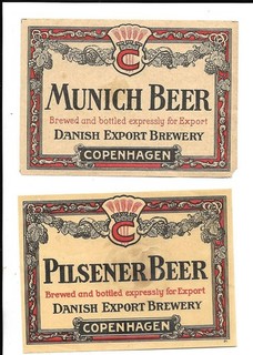 2 OLD DANISH EXPORT BREWERY COPENHAGEN DENMARK PILSENER MUNICH BEER