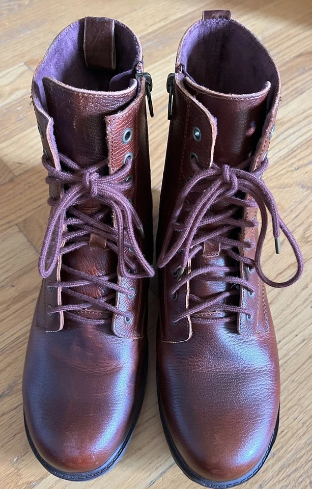 Botines Alegria Mujer Ari Cuero Con Cordones Castaño Excelente Estado Foto 3 de 4