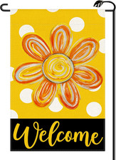 Summer Sunflower Garden Flag 12x18 Inch Vertical Double Sided Seasonal Polka Dot