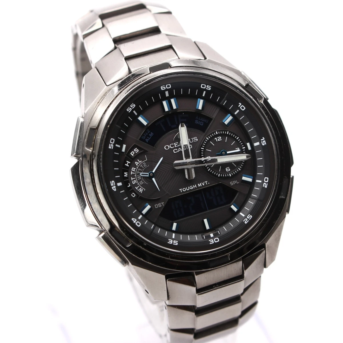 Reloj para hombre CASIO OCEANUS OCW-T410 radio solar titanio esfera negra 44 mm Japón