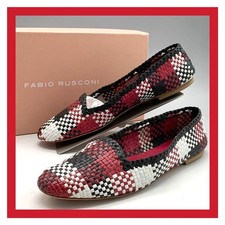 FABIO RUSCONI flat shoes slip-on check multicolor braided