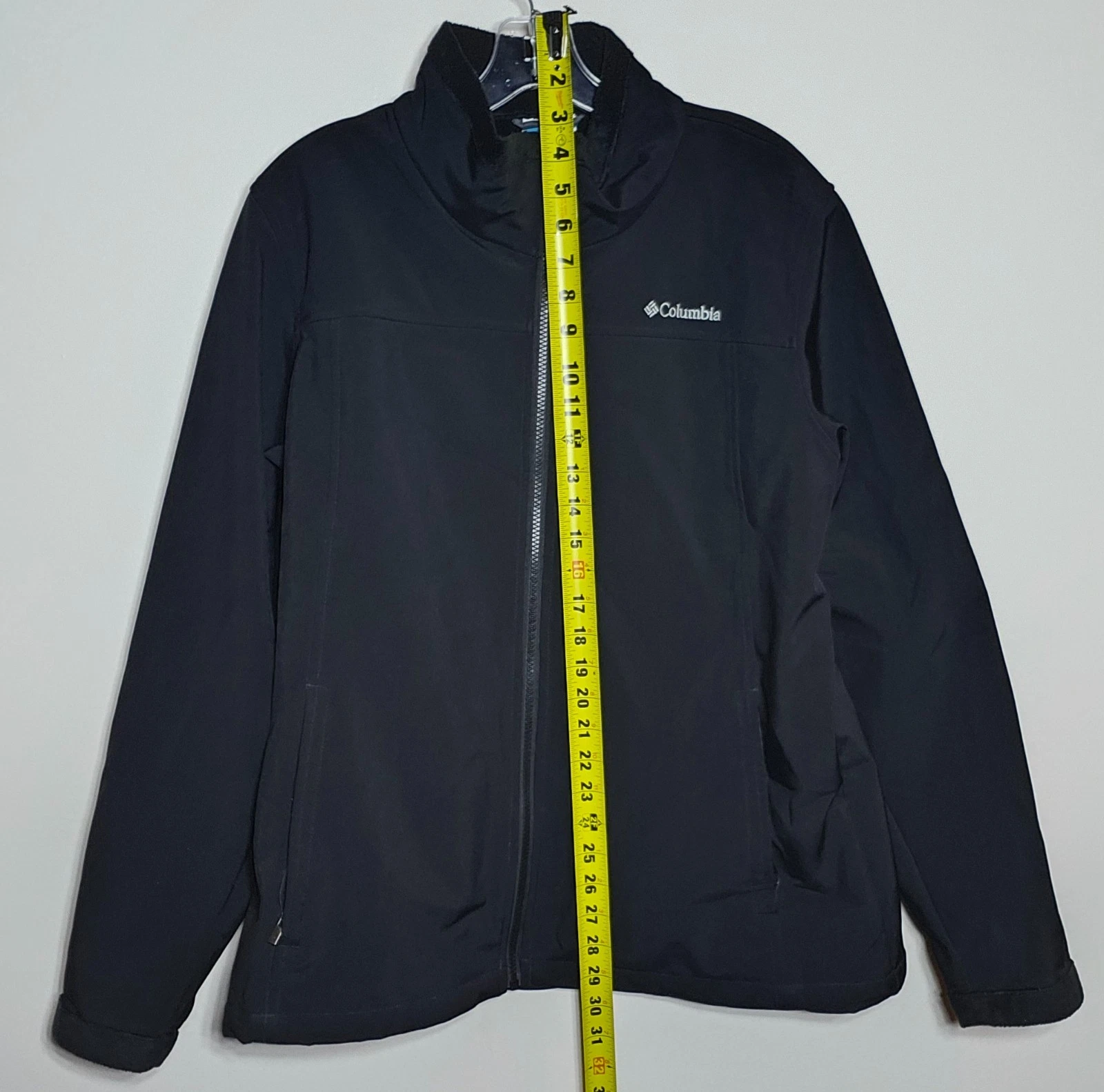 Columbia Softshell Jacket Mens XL Black Fleece Lined Full Zip Lightweigh Outdoor